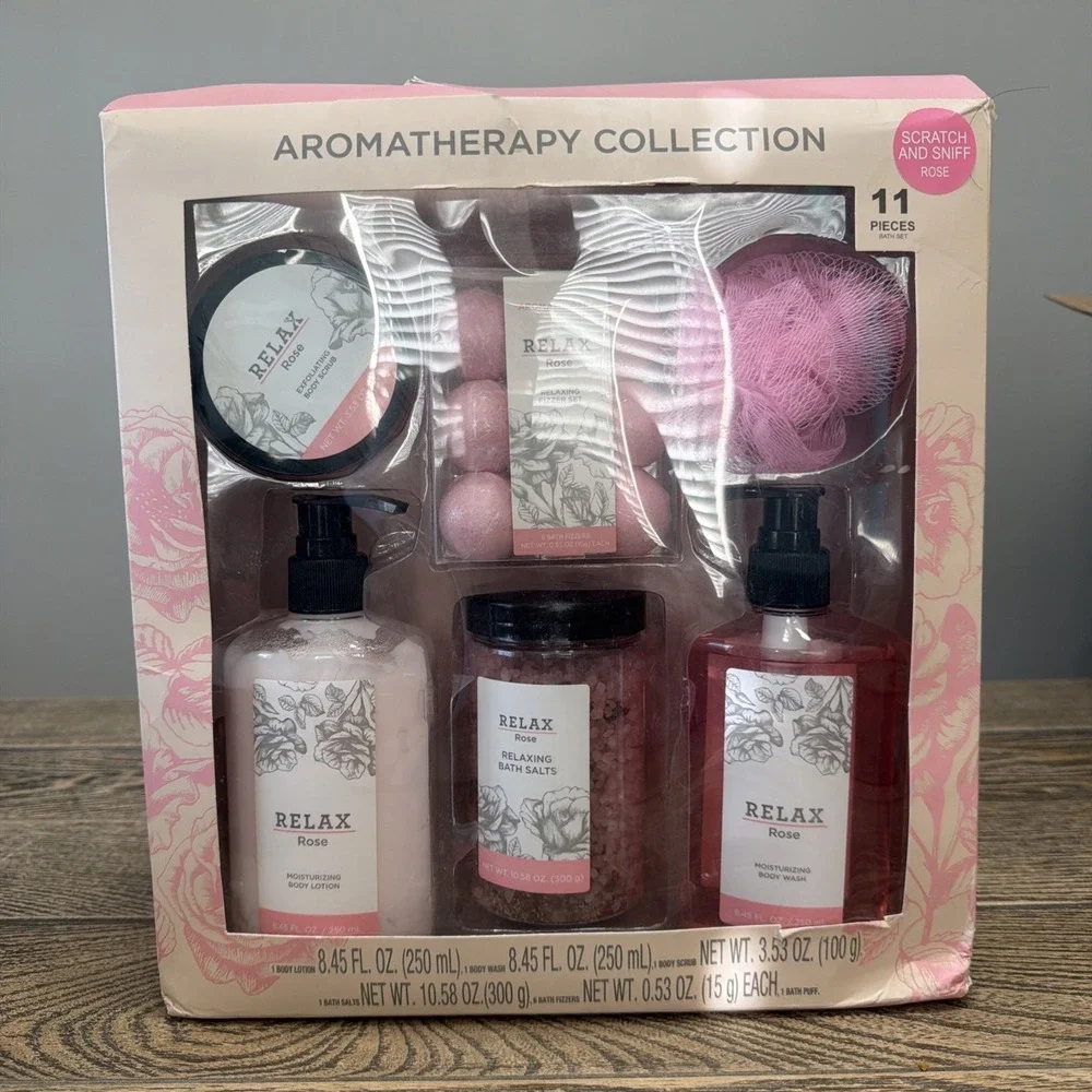 Aromatherapy Relax Rose Collection‎ Spa Body Bath/Shower (11 Piece Set) READ**